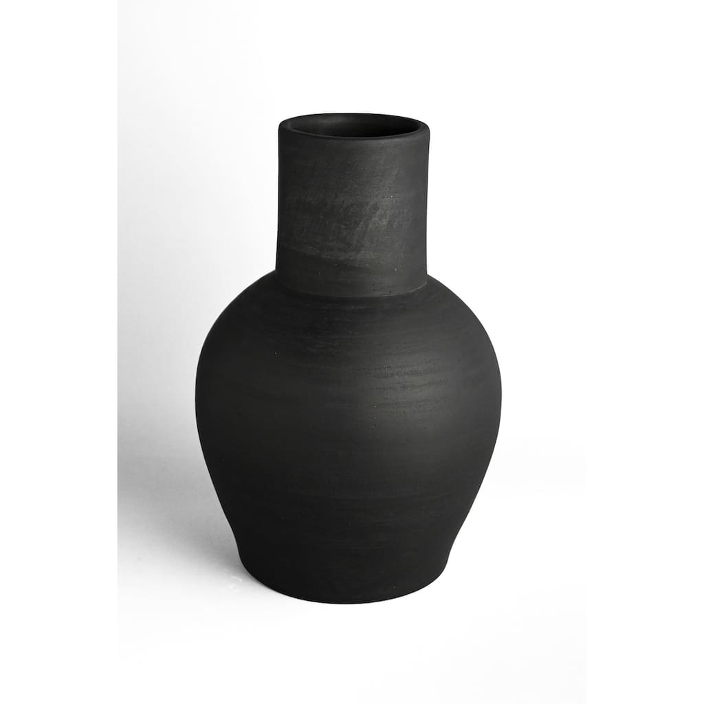 Black Terracota Gourd Vase - Black