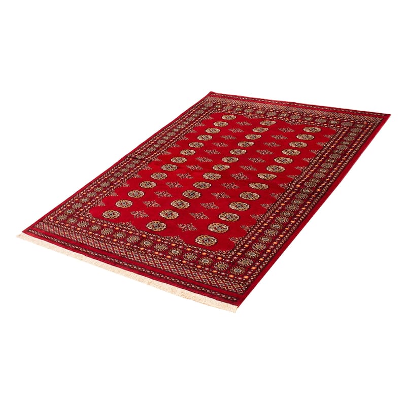 ECARPETGALLERY Hand-knotted Peshawar Bokhara Red Wool Rug - 5'7 x 7'7