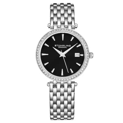 Stuhrling Original Symphony 3929 Women's Quartz Crystal Studded Watch with Stainless Steel Bracelet