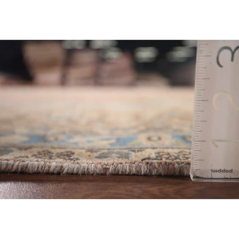 Distressed Mashad Persian Vintage Rug Hand-Knotted Pink Wool Carpet - 9'7"x 12'10"