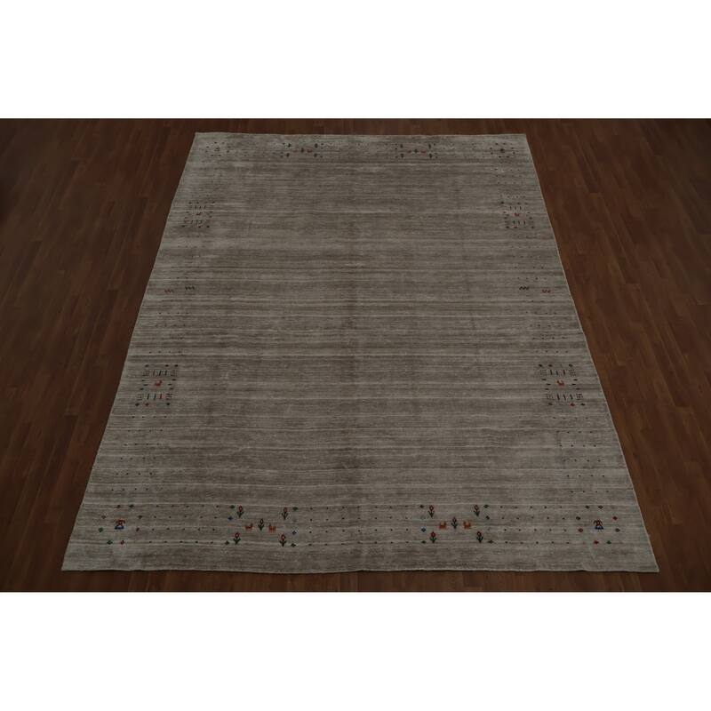 Hand Knotted Oriental 100% Wool Carpet Tribal Animal Pictorial Beige & Ivories Gabbeh Area Rug - 12' 4'' X 9' 4''