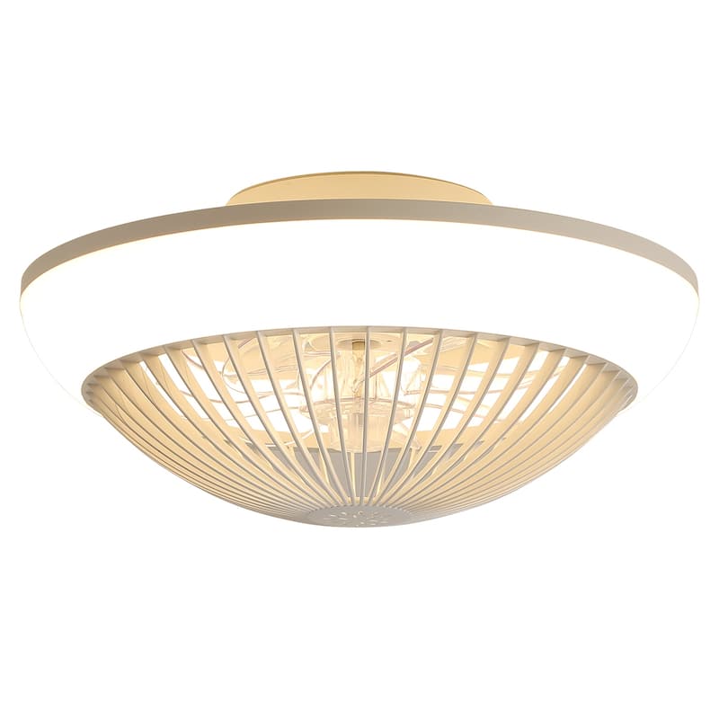 15 Inch RGB Dimmable Led Enclosed Ceiling Fan with Light - White