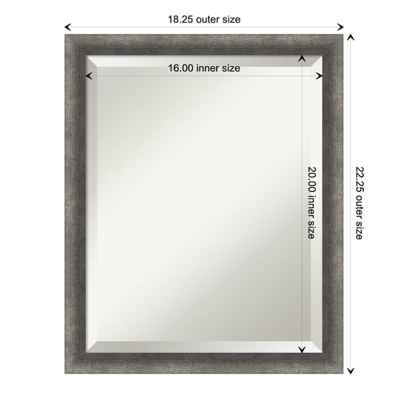 Burnished Concrete Narrow Beveled Wood Framed Bathroom Vanity Wall Mirror - Burnished Concrete Narrow - Glass Size 16x20