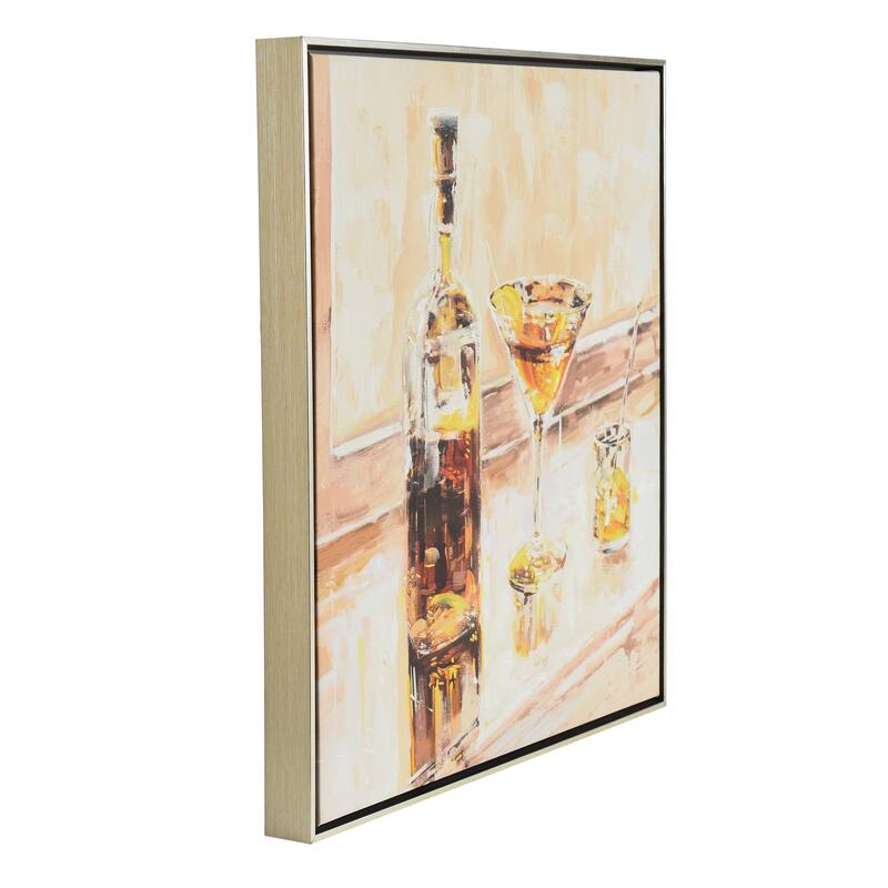 StyleCraft Sisters Katherine Cocktail Hour III Hand-Embellished Framed Canvas Wall Art - 25" x 25"