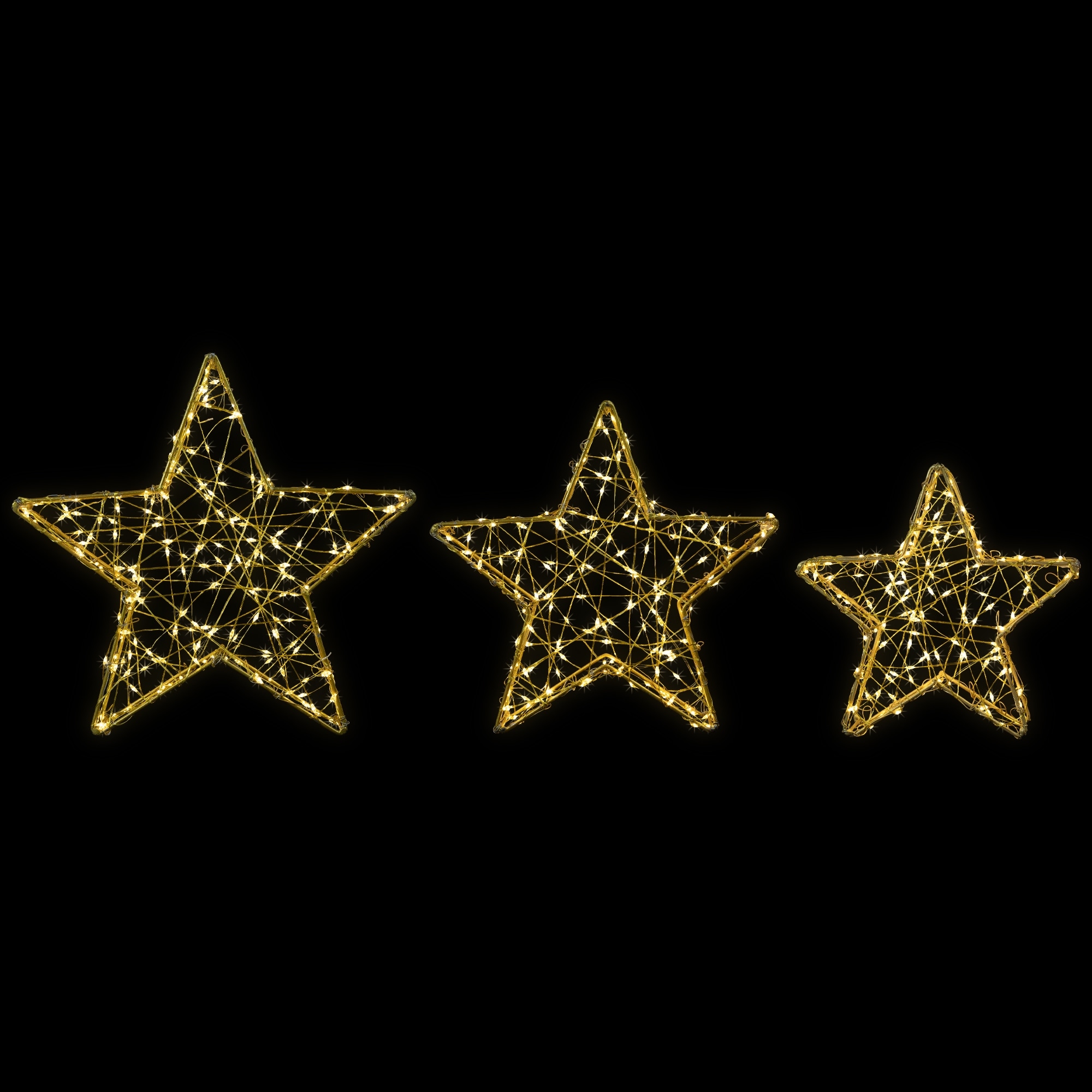 LED Lighted Stars Outdoor Christmas Decorations - 14" - Gold - Set of 3
