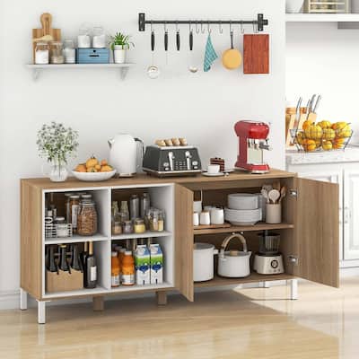 63" Buffet Cabinet Farmhouse Kitchen Sideboard w/ Storage Space