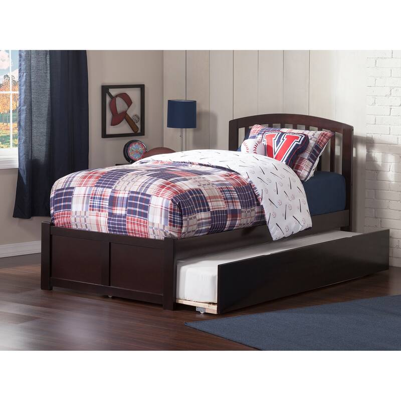 Platform Bed with Trundle - Twin Size, Modern Design, Space Saving, Home Bedroom Furniture