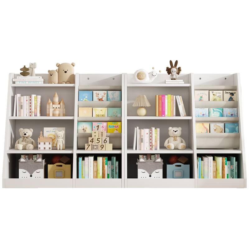 Wooden Toy Storage Organizer Cabinet Kids Bookshelf Children Bookcase Toddler Baby Sling Book Rack Shelf