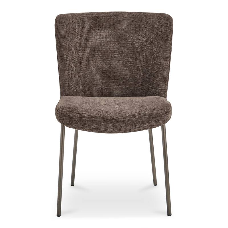 NADAAL STUDIOS Amaris, Upholstered Dining Chair With Blackened Bronze Metal Frame - 21.7"W x23.8"D x33.5"H - Dark Brown