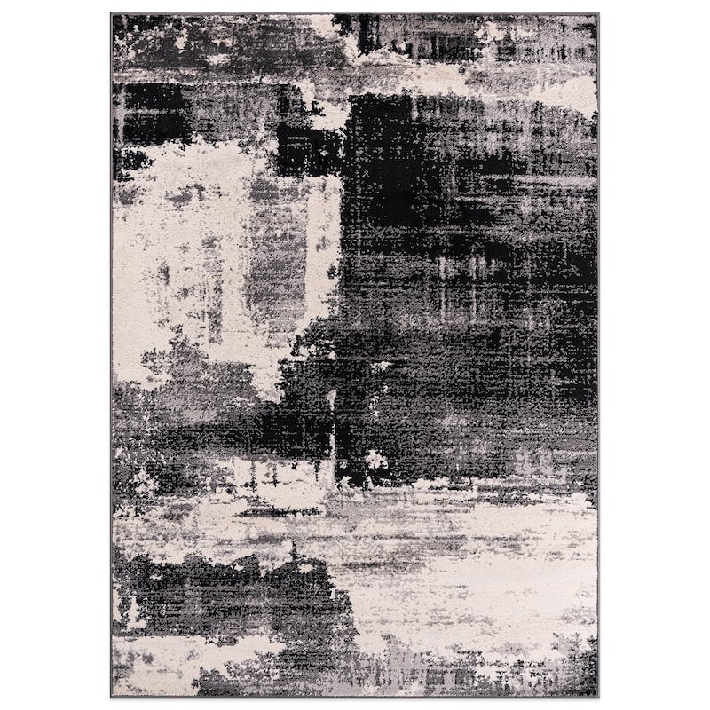 World Rug Gallery Modern Abstract Design Black Area Rug
