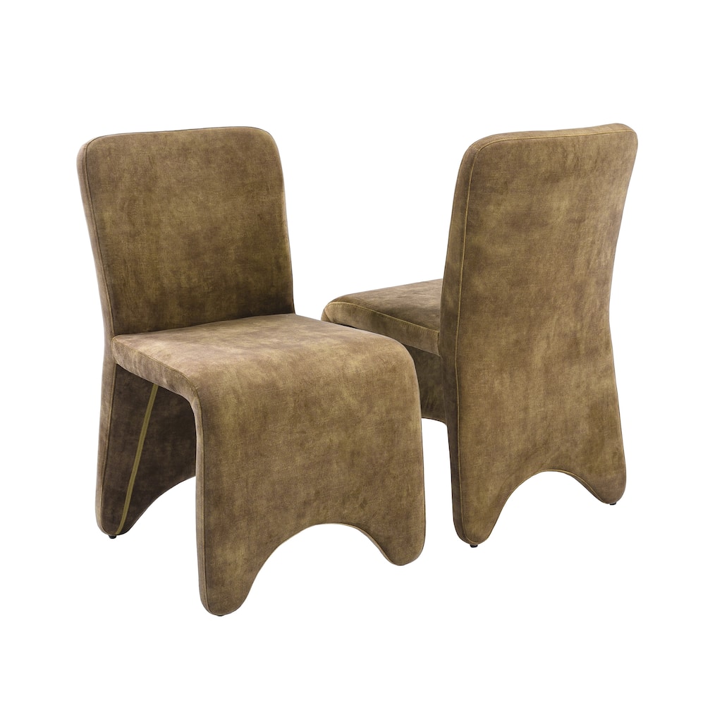 Modrest Ditka Modern Camel Velvet Dining Chair (Set of 2)