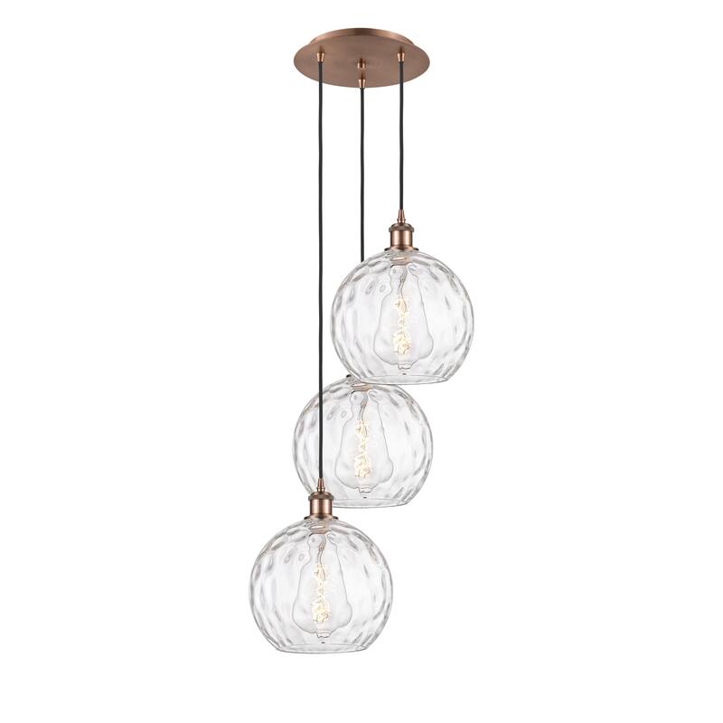 Innovations Lighting Athens Water Glass 3 Light 17" Multi-Pendant - Antique Copper