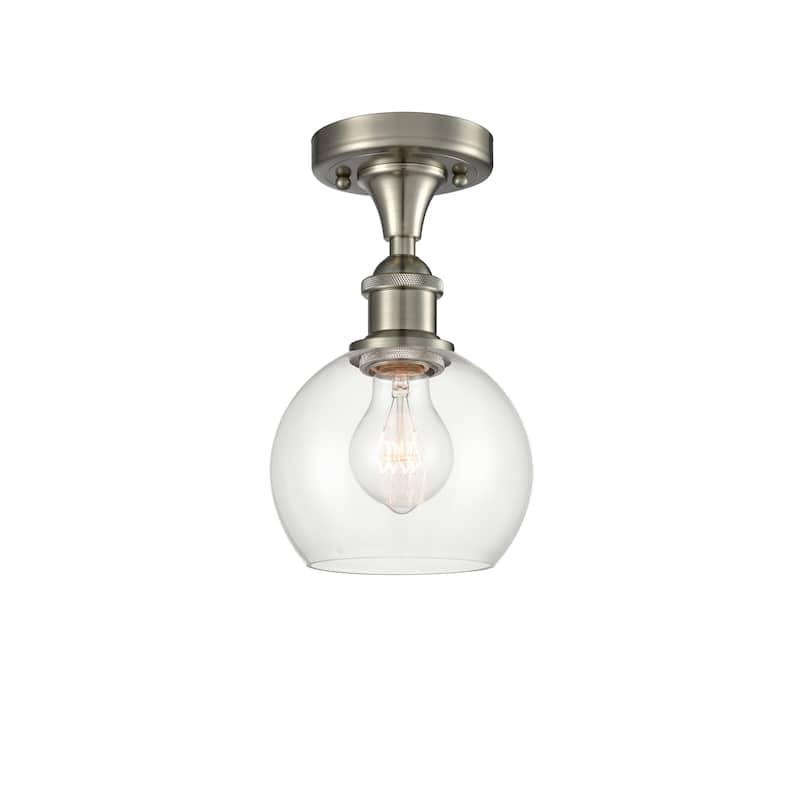 Innovations Lighting Athens - 1 Light 6" Semi-Flush Mount - Clear/Brushed Satin Nickel