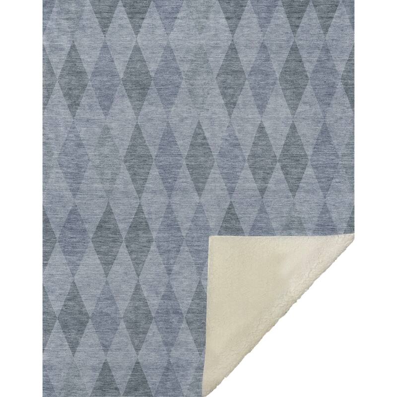 Premium Machine Washable Modern Argyle Sherpa Throw Blanket