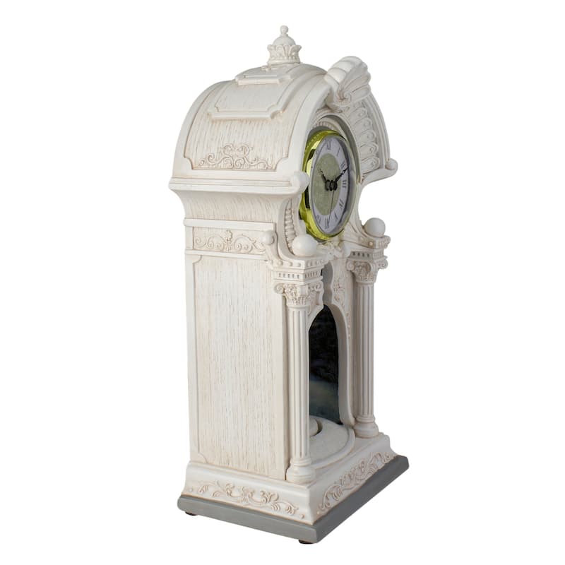 14" White Christmas Ceramic Musical LED Clock with Rotating Tree