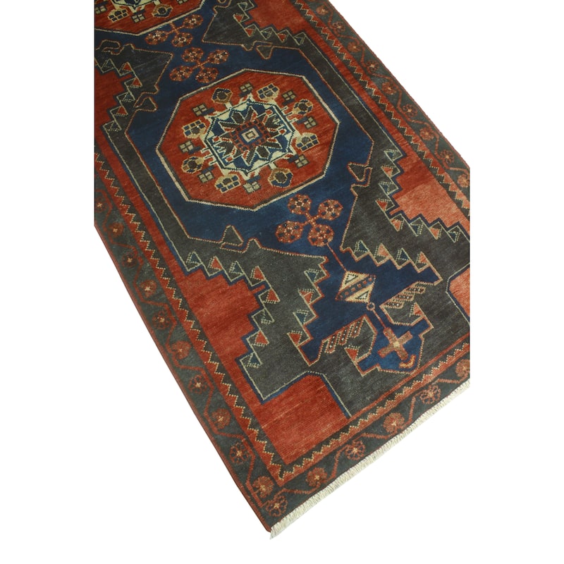 Fine Vintage Distressed Chatham Blue/Charcoal Runner - 3'1" x 9'6"