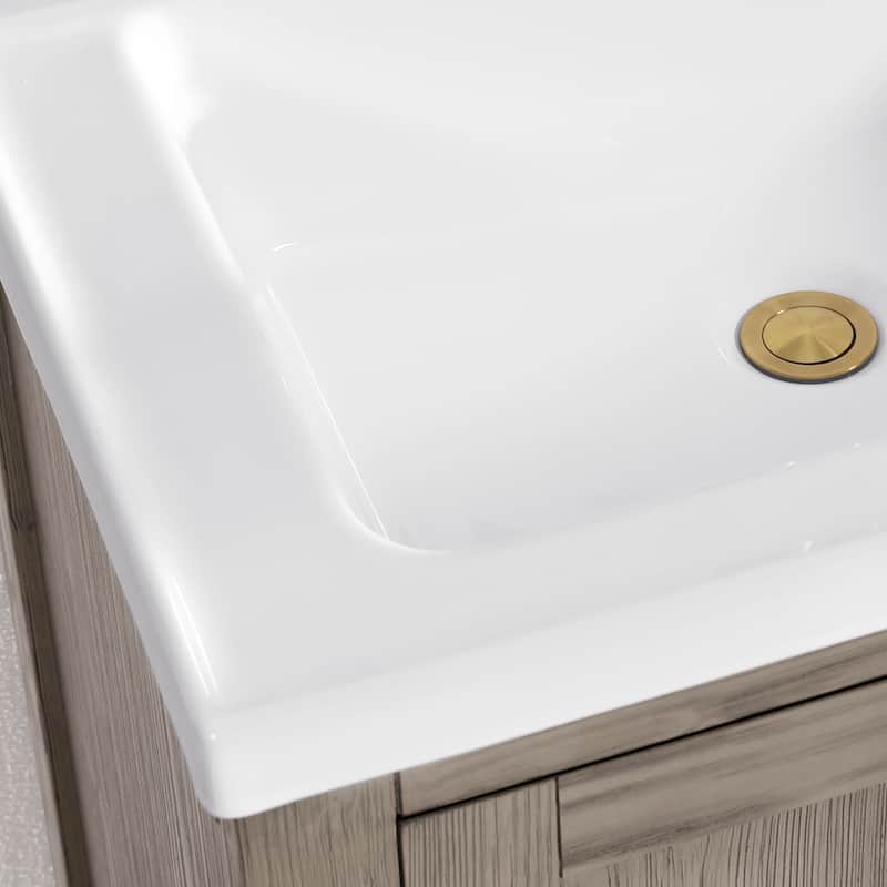 Gela Single Sink Bath Vanity with Drop-In Ceramic Basin without Mirror