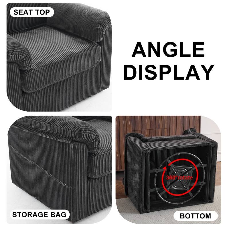 33" Corduroy Swivel Single Sofa Chair