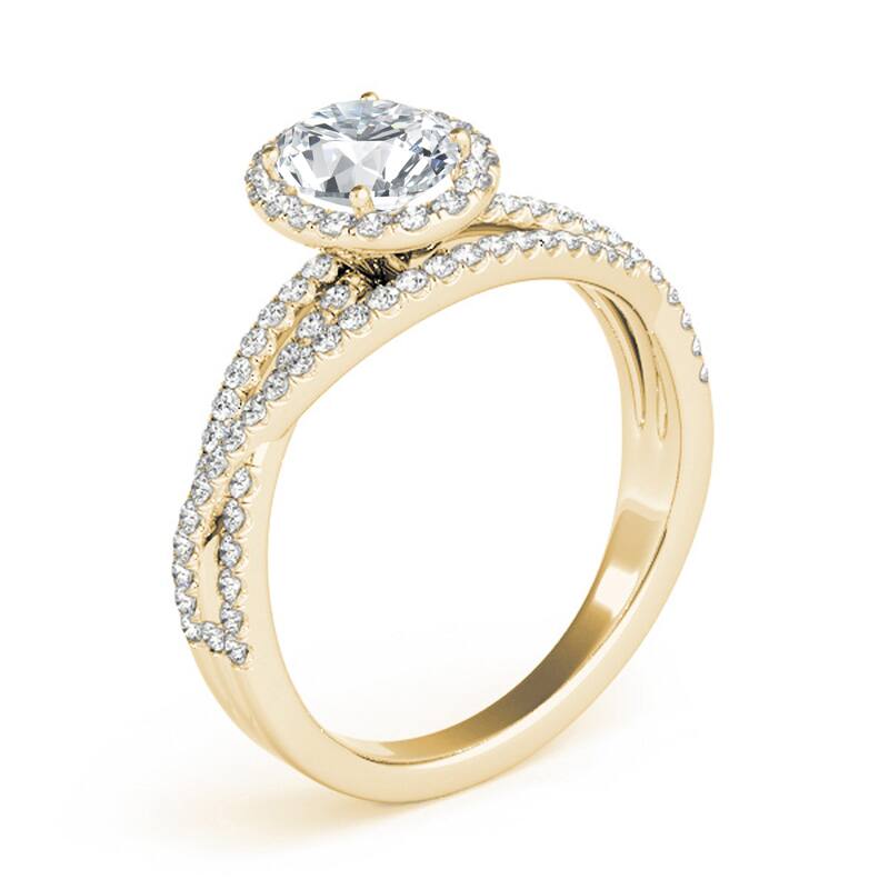 Auriya 14k Yellow Gold Lab Grown Oval Diamond Halo Engagement Ring 0.50 to 5.00 ct. tw. (F-G VS)
