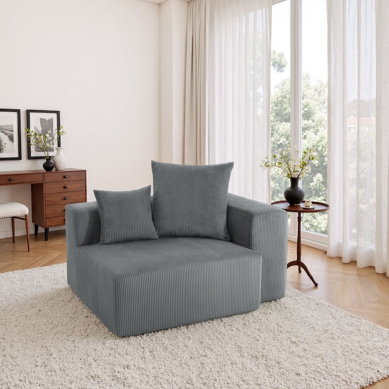 51"W Oversized Modular No Assembly Corduroy Accent Corner Chair