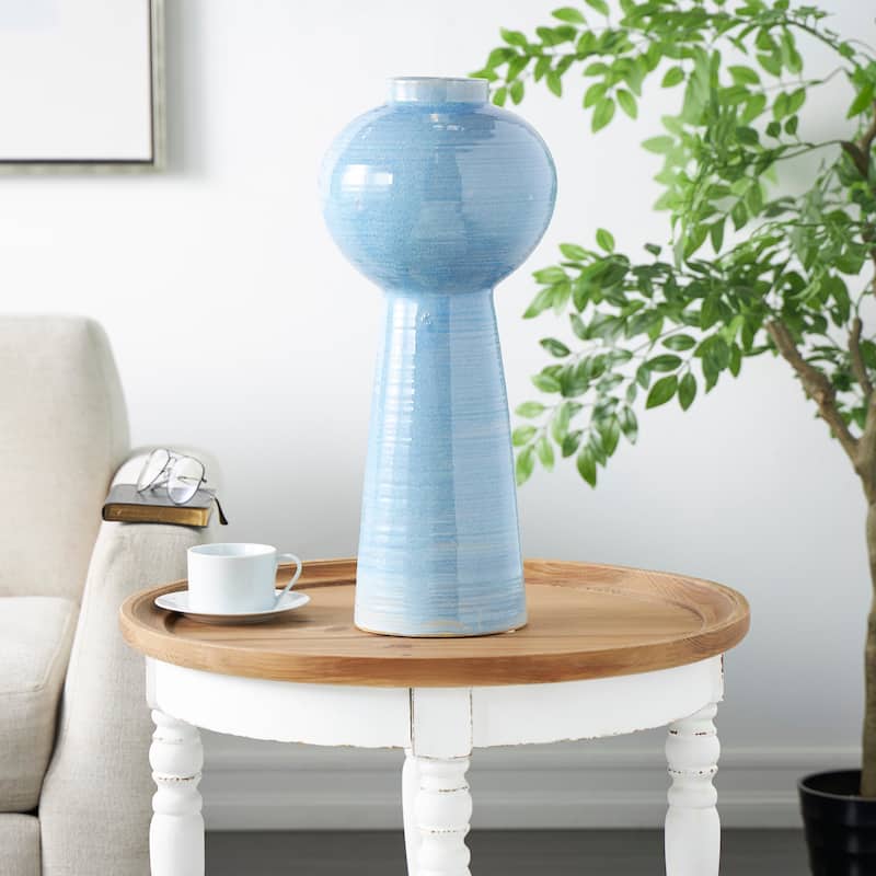 Blue Ceramic Bubble Inspired Ombre Decorative Vase with Unique Texturing - Blue
