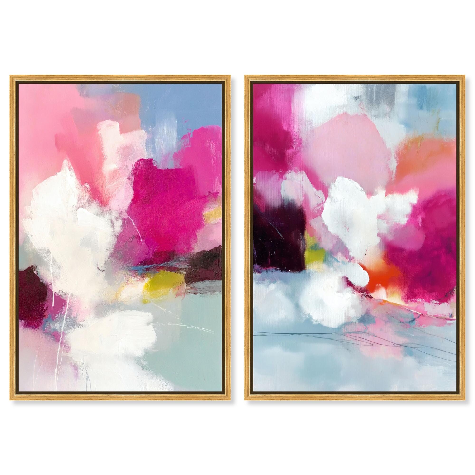 Pink Explosion Duo Sunset Pink Decor Set Canvas Print by Art Remedy