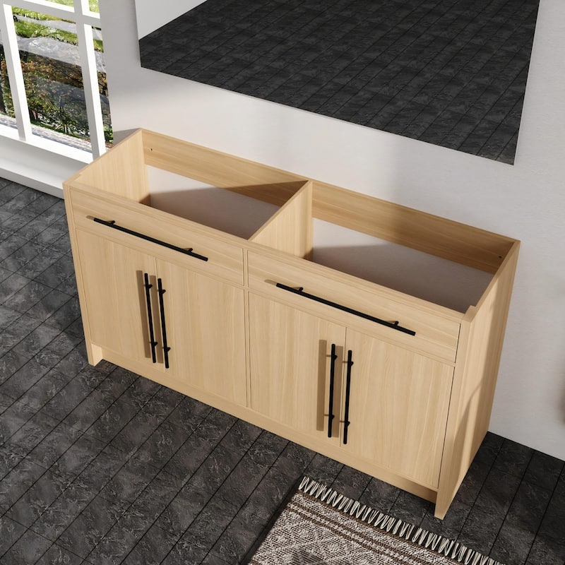 Malwee 48"/60" Bathroom Vanity Without Sink, FreeStanding Vanity Cabinet with 4 Soft Close Doors and 2 Adjustable Shelves - 58.7"×18.0"×33.5"
