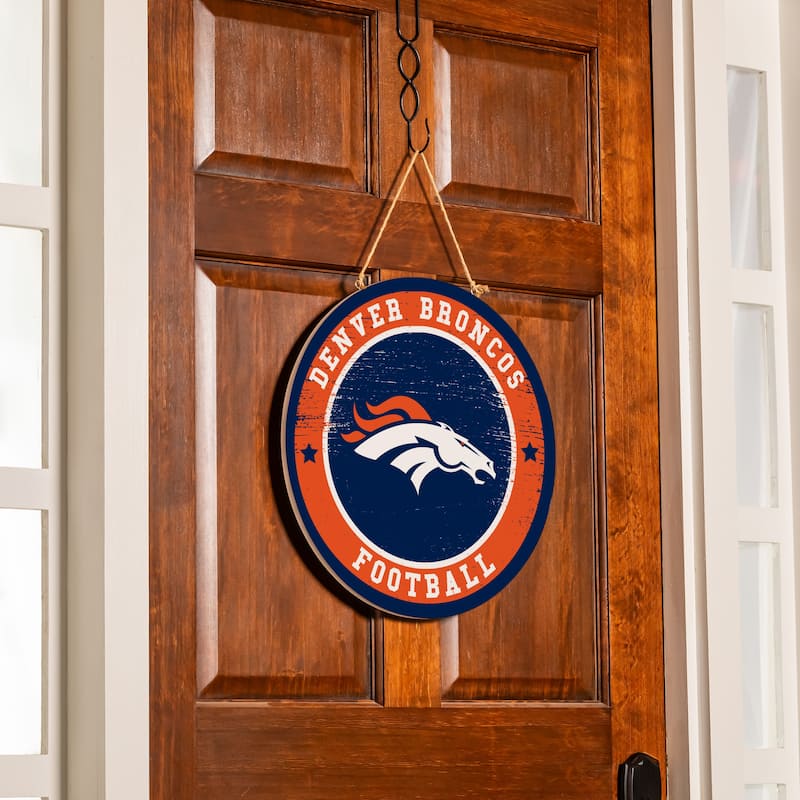 Denver Broncos Wooden Door Decor Wall Sign - Multi-Color