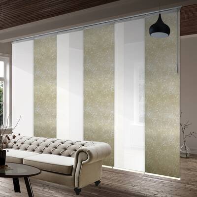InStyleDesign 6-Panel Single Rail Panel Track Extendable 70"-130"W x 94"H, Panel width 23.5", Oatmeal, Fleur