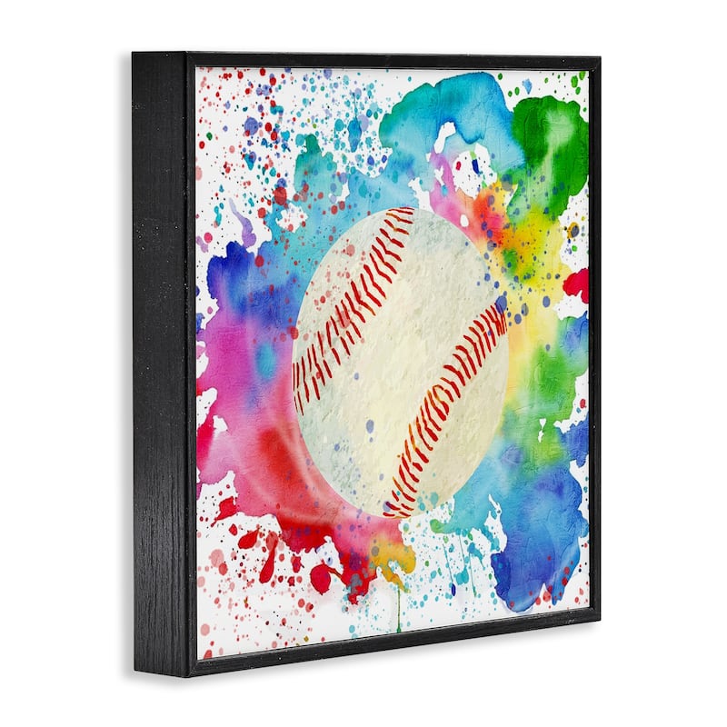 Stupell Colorful Splash Baseball Framed Giclee Art Design By Kim Allen