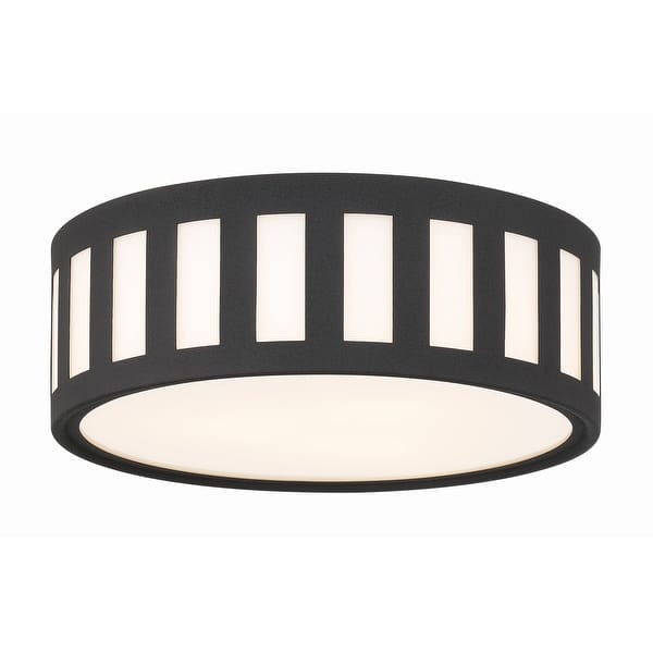 slide 2 of 8, Kendal 3 Light Black Forged Ceiling Mount - 14"W x 5"H