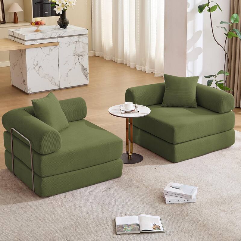 Modular Couch Sofa Bed, Convertible Design with Removable Armrests,Folding Mattress Couch for Small Spaces ,No Assembly