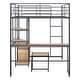 preview thumbnail 16 of 38, Full Size Metal Loft Bed with Bulit-in Desk and Stool, Heavy Duty Loft Bedframe with Cabinet and Open Storage Shelves for Kids