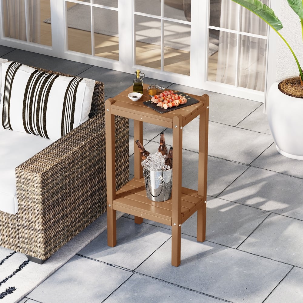 Laguna Hdpe All Weather Outdoor Patio Two Shelf Square Table