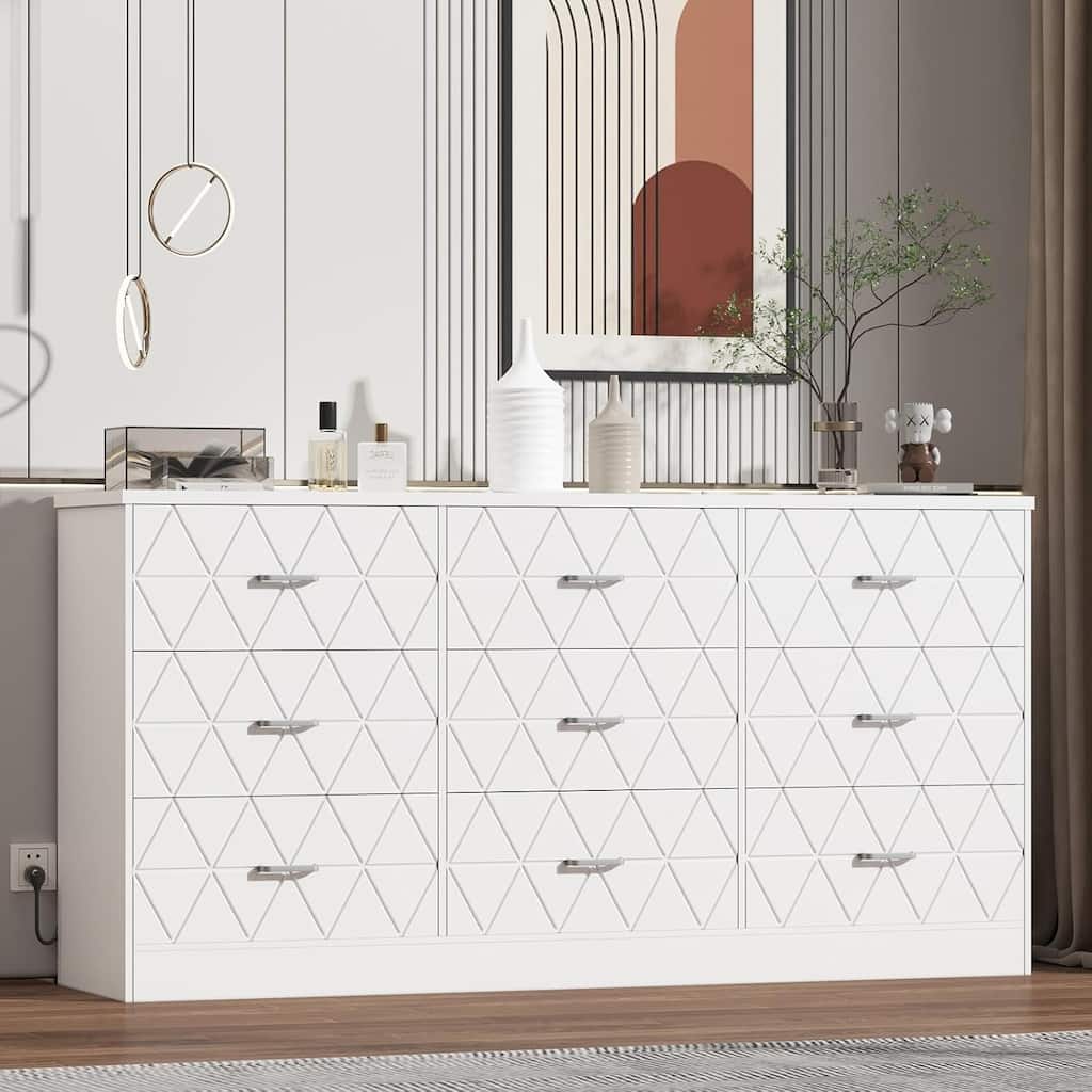 Wooden Dresser for Bedroom,Dresser for Bedroom with USB Power Outlet, Storage Organizer