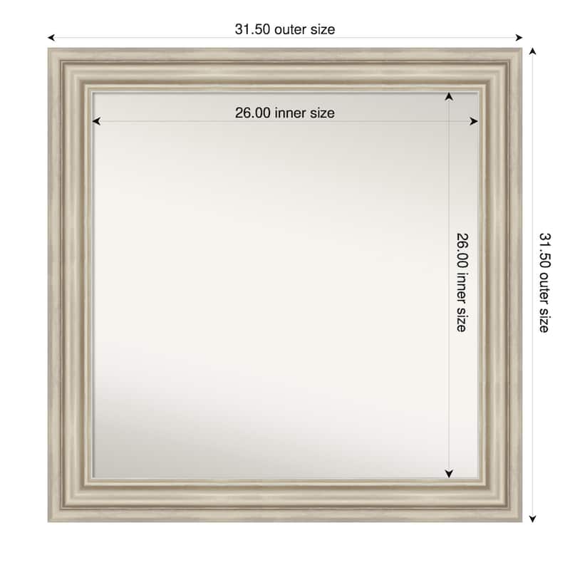 Sierra Non-Beveled Wood Framed Bathroom Vanity Wall Mirror - 32 x 32 in - Sierra Silver