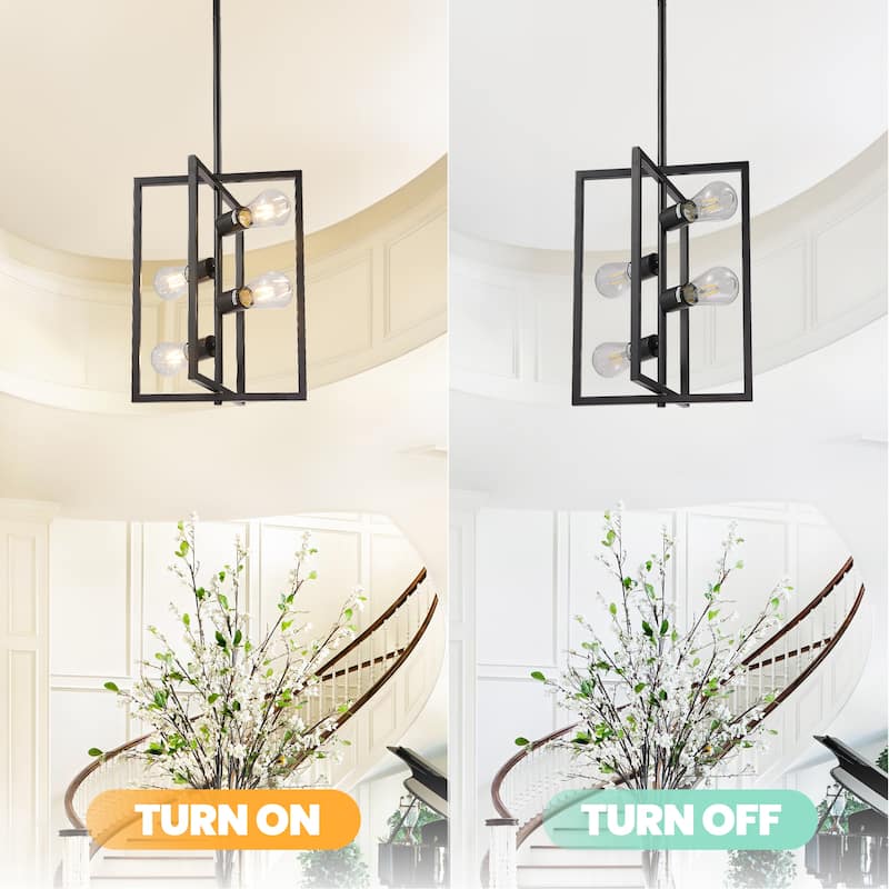 Pendant Light Fixture 4 Lights Candle Chandelier Rustic Industrial Metal Ceiling Light