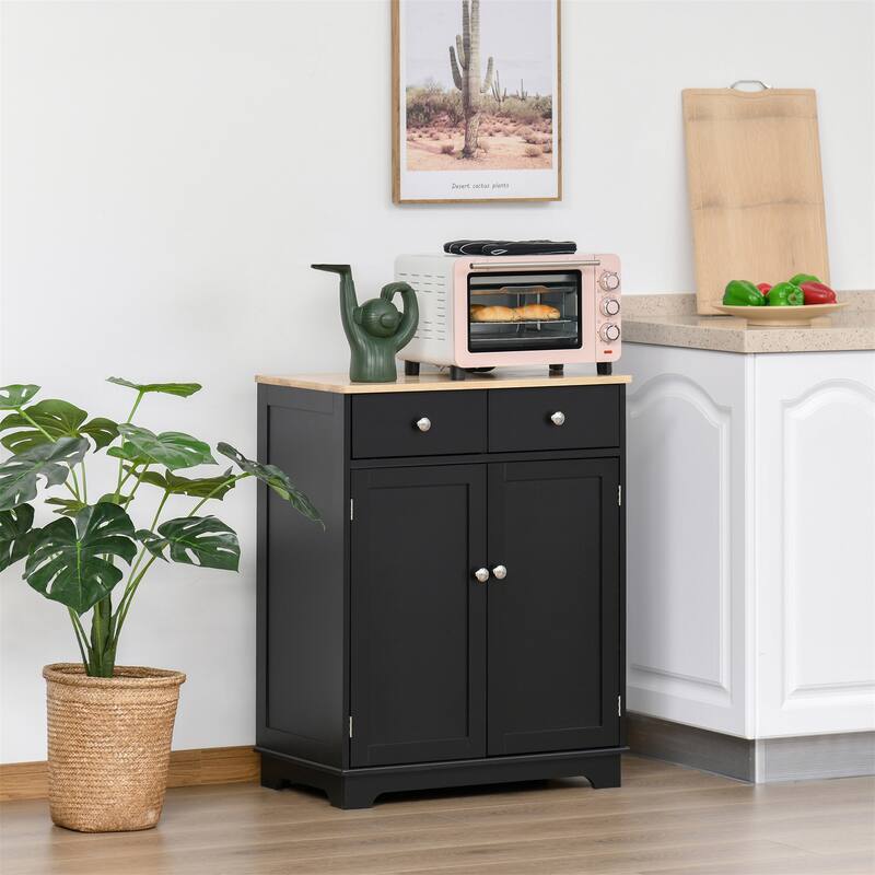 Cabinet with 2 Drawers Doors and Adjustable Shelf