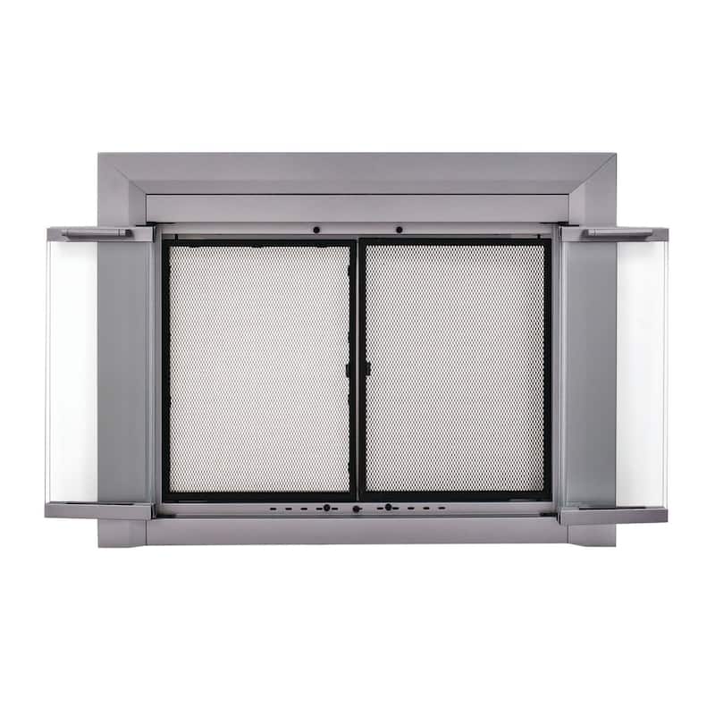 Pleasant Hearth Clairmont Fireplace Glass Door Small Black