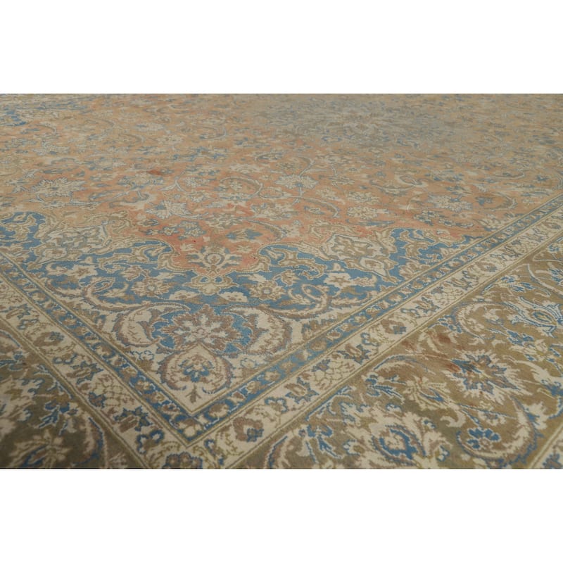 Orange Vintage Najafabad Persian Area Rug Hand-Knotted Wool Carpet - 9'5" x 13'4"