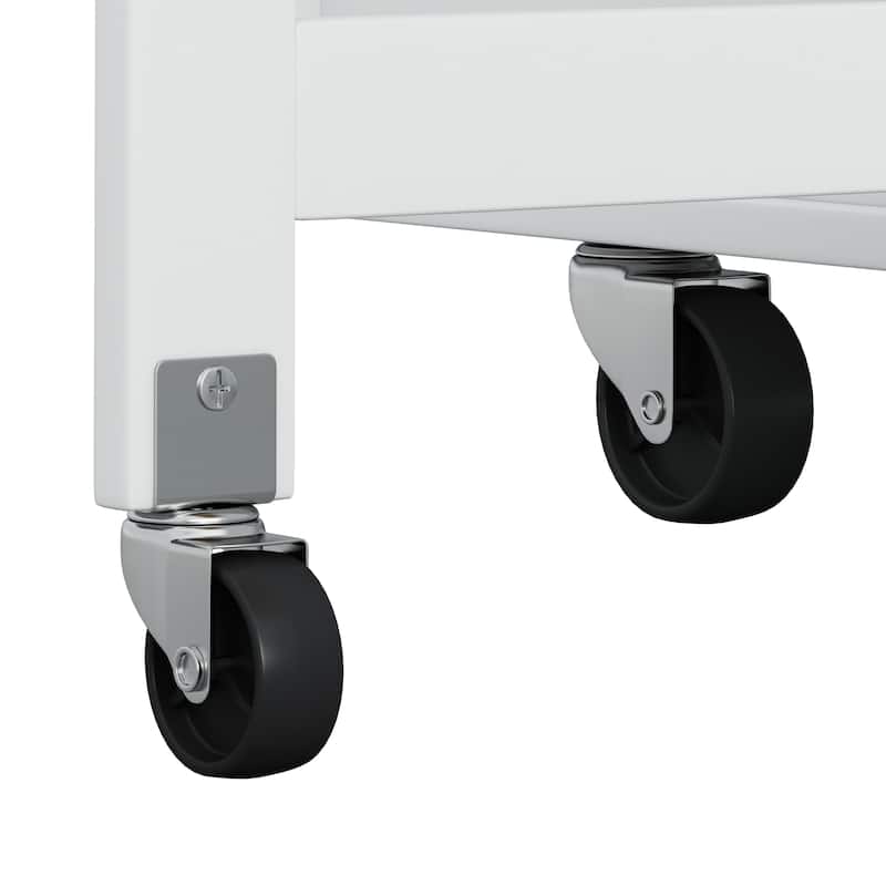 Rubber Wood Top Drop Leaf White Kitchen Island on Wheels with Seating, Wine Storage, Spice Rack and Towel Rack, for Dining Room