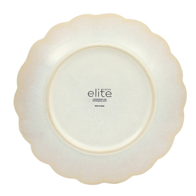 Gibson Elite Malibu Shore 16 Piece Scallop Stoneware Reactive Glaze (Service for 4) Ceramic Plates and Bowls Dinnerware Set