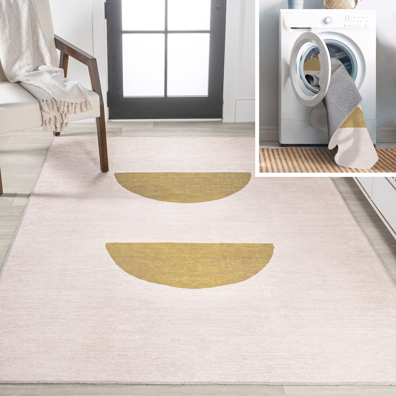 JONATHAN Y Cirkel Bohemian Textured Weave Floral Machine Washable Area Rug