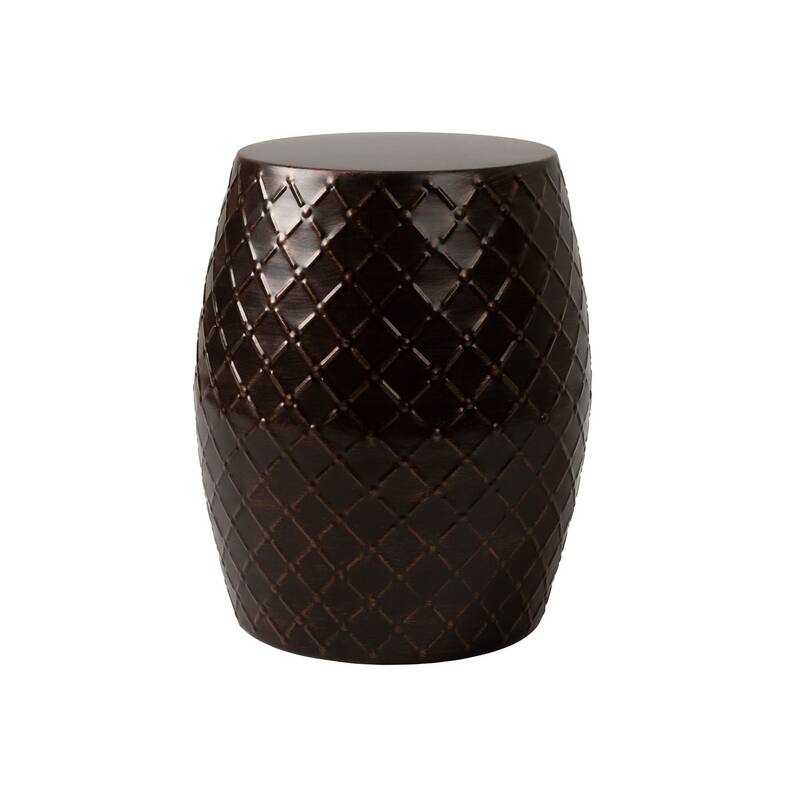 Braga Metal Stool-Table-Container In Antique Bronze Finish