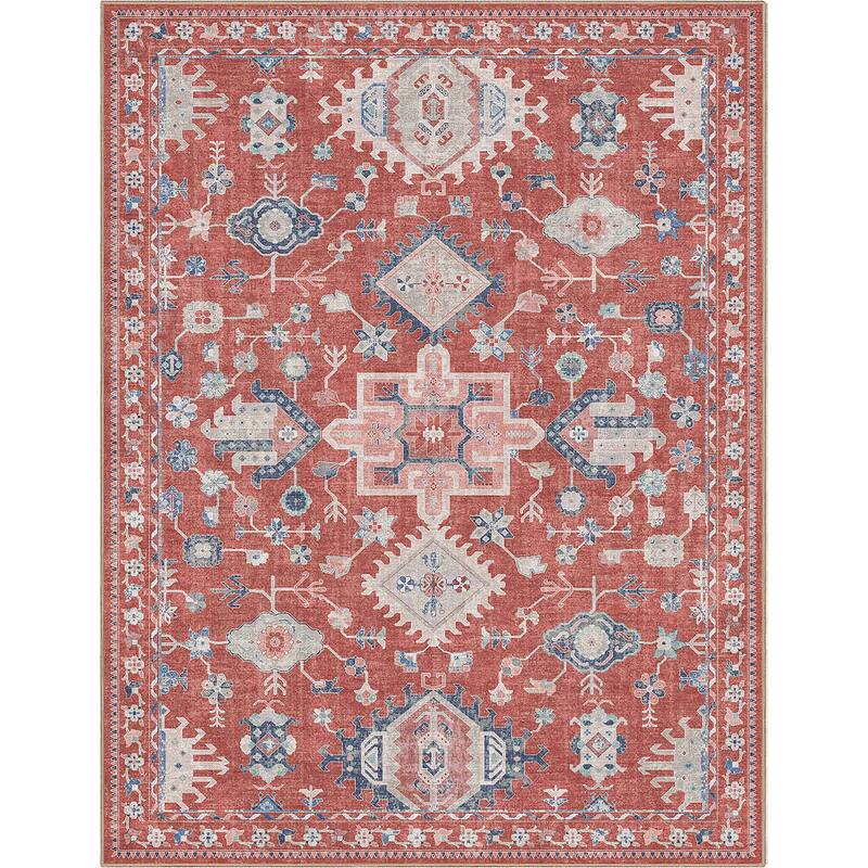 Well Woven Apollo Serapi Delhi Floral Medallion Low Pile Easy Care Rug