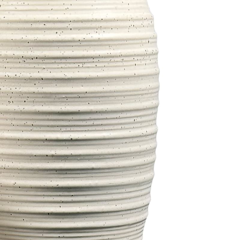 Cream Sandstone Set of 2 Tall Speckled Ceramic Oblong Table Vases