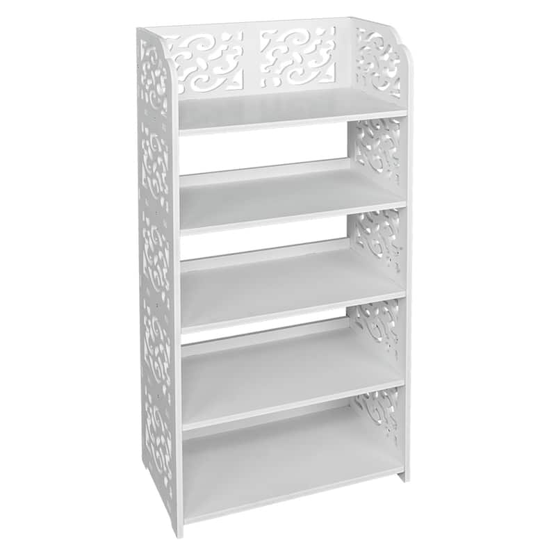 5/6-Tiers Wood-plastic Board Five Tiers Carved Shoe Rack