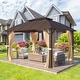 preview thumbnail 116 of 129, Outdoor Hardtop Gazebo Pergola w Galvanized Steel Roof and Aluminum Frame, Prime Curtains and nettings include 10' * 13' - Arc - Horizontal