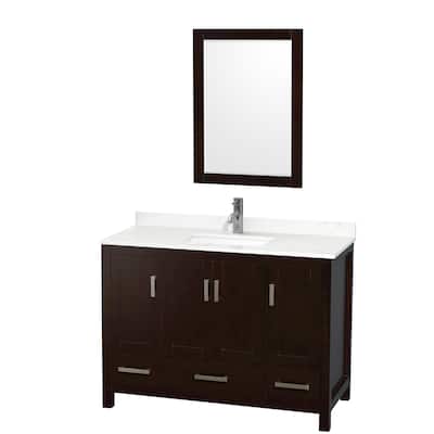 Sheffield 48-inch Single Vanity, Single Hole Quartz Top,24-inch Mirror