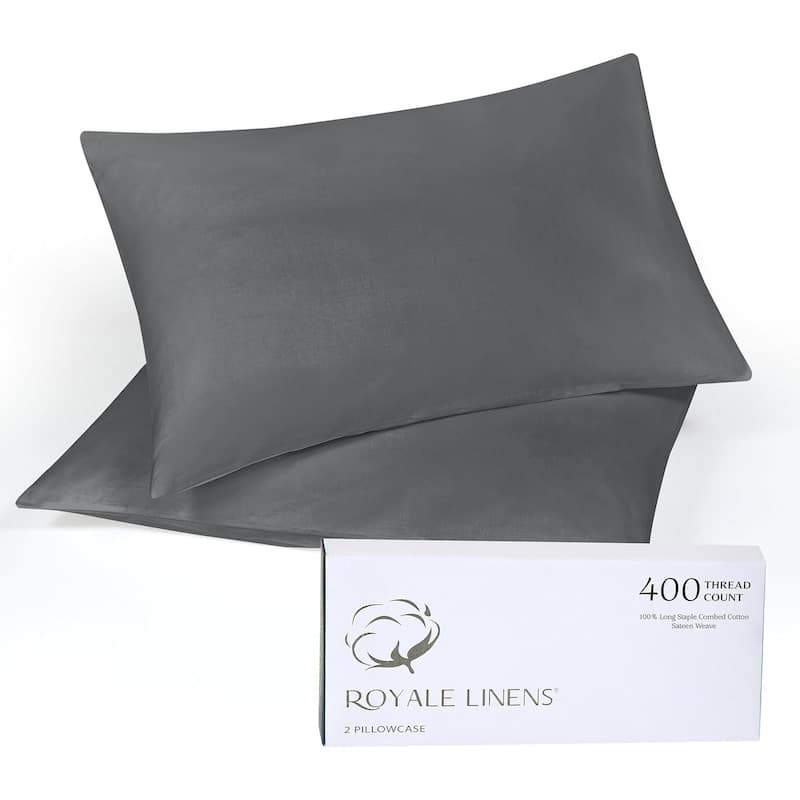 Royale Linens 400 Thread Count Cotton Pillowcase Set of 2